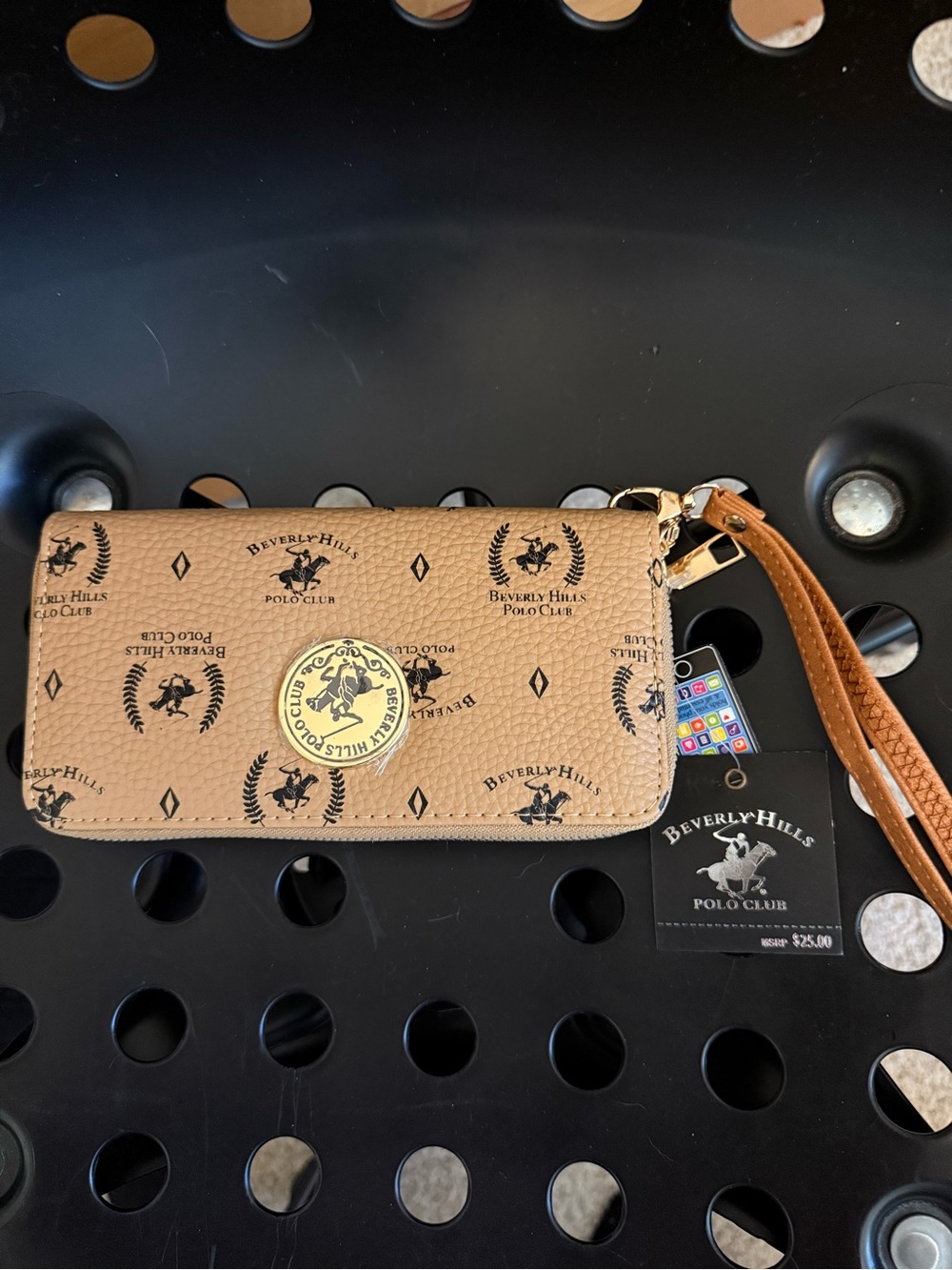 Beverly Hills Polo Club Tan Zip-Around Wristlet Wallet